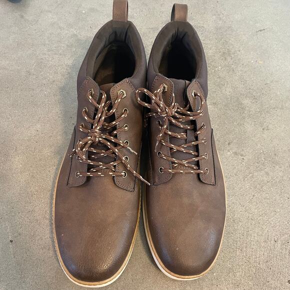 Marks & Spencer M&S brown leather lace up trainers casual boots mens 11 NEW - Picture 3 of 10